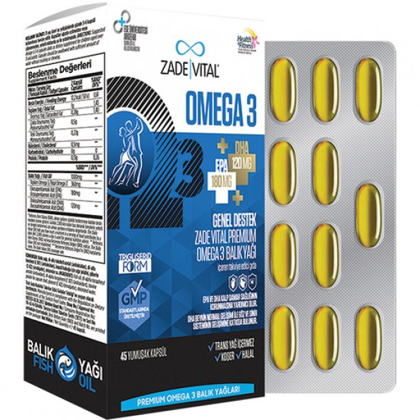 Zade Vital Omega 3 Balik Yagi Premium 45 Kapsül ürün görseli 1