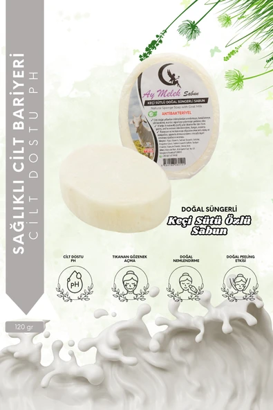 Keçi Sütü Özlü- Doğal Banyo Süngerli Sabun ürün görseli 1