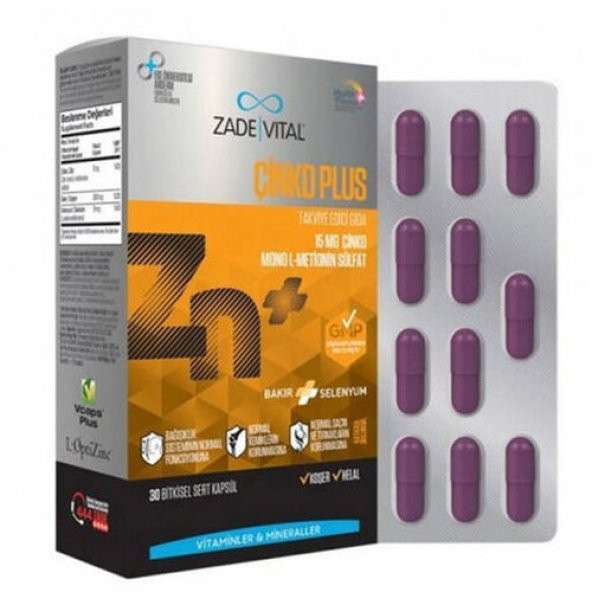 Zade Vital Çinko Plus 30 Kapsül ürün görseli 1