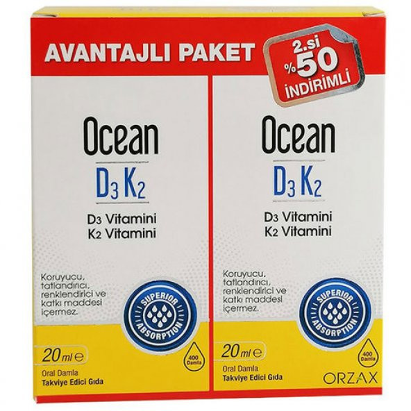 Ocean D3K2 Damla 20 ml + 2. 50 İndirimli ürün görseli 1