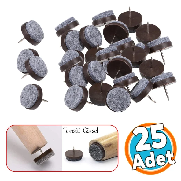 Çivili Keçeli Plastik Poligrit Mobilya Masa Sandalye Parke Laminat Zemin Koruyucu Pabuç (25 Adet) ürün görseli 1