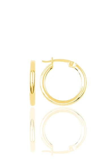 Gümüş altın yaldızlı 3 mm kalınlığında 25 mm halka küpe SGTL12290GOLD ürün görseli 1
