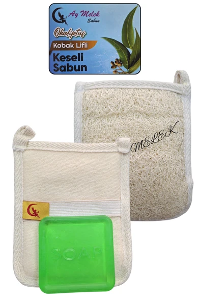 Doğal Kabak Lifli Okaliptüs Özlü Sabun Seti Doğal Kabak Lifi Banyo Kesesi - Kabak Lifli Yüz Kesesi ürün görseli 1