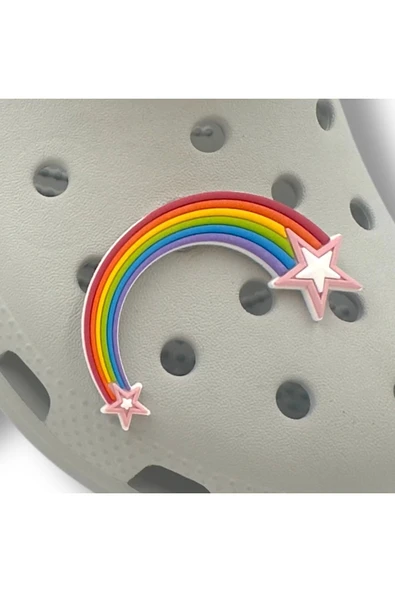 Crocs Terlik Süsü ve Aksesuarı , Çanta Süsü – Renkli Jibbitz Yıldızlı Gökkuşağı Görselli Figür Aksesuarı ürün görseli 1