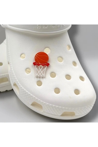 Crocs Terlik Süsü ve Aksesuarı , Çanta Süsü – Jibbitz 3D Basket Topu Fileli Şeffaf Zemin Logo Aksesuar ürün görseli 1