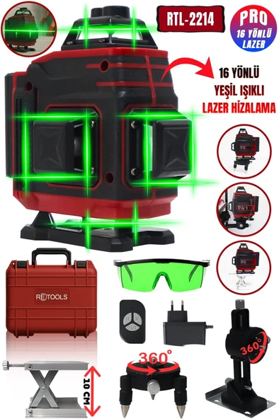RTL-2214 RETOOLS BORDO 16 YÖNLÜ LAZER ürün görseli 1