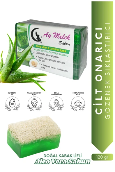 Aloe Vera Özlü Doğal Kabak Lifli Güzellik Sabunu Cilt Kırışıklık Önleyici Etkili ürün görseli 1