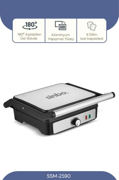 Sinbo SSM-2590 2000 W Izgara Tost Makinesi ürün görseli 1