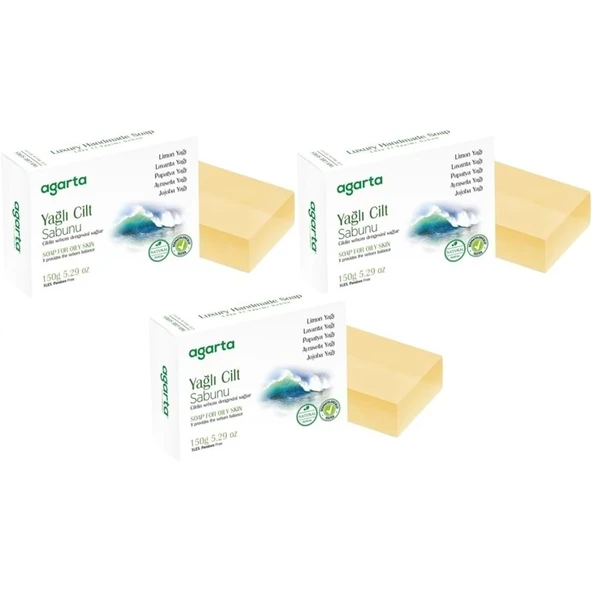 Agarta El Yapımı Doğal Sabun 150GR Yağlı Cilt (3 Lü Set) ürün görseli 1