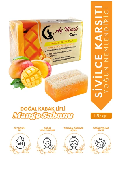 Mango Özlü Doğal Kabak Lifli Güzellik Sabunu Cilt Kırışıklık Önleyici Etkili ürün görseli 1