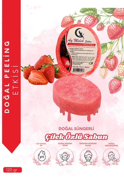 Çilek Özlü Süngerli Doğal Güzellik Sabunu Cilt Kırışıklık Önleyici Etkili ürün görseli 1