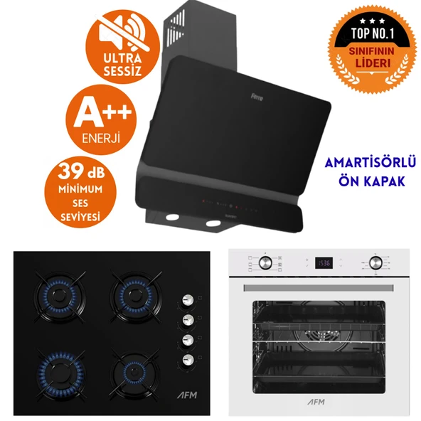Ferre ve AFM tech MARKALI / LAMBO Sessiz Davlumbazlı  Ankastre Set ( D080-SA + FM2200 + FM7701) ürün görseli 1