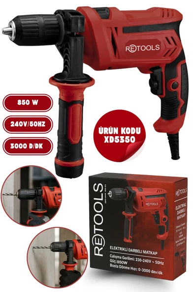 RETOOLS XD5350 850W Elektrikli Darbeli Matkap ürün görseli 1