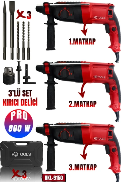 RKL-9150 RETOOLS BORDO 3'LÜ SET KIRICI DELİCİ MATKAP 2.26 MODEL ürün görseli 1