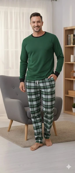 pijalüx tek alt ekose pijama ürün görseli 1