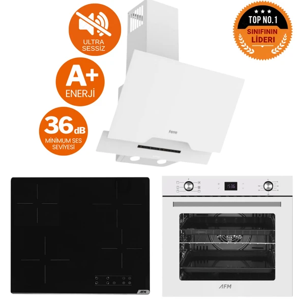 Ferre ve AFM Tech Markalı /Melodi  Elektrikli Vitro. Sessiz Ankastre Set (D064-SA + V6-04 + FM7701) ürün görseli 1