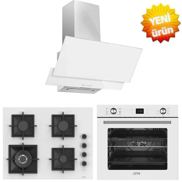 Ferre ve AFM tech Markalı / WOKO Beyaz  Ankastre Set (SC406-WFA WOK  +FM3301 +  FM7701) ürün görseli 1