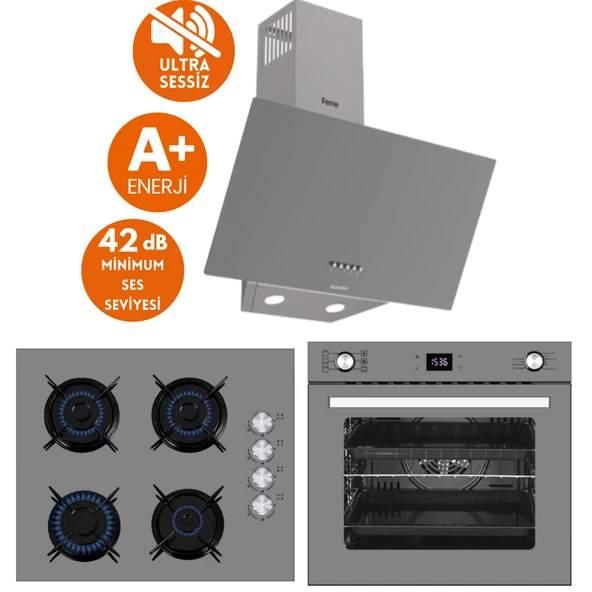 Ferre ve AFM Tech Markalı/SilentART GAO Sessiz  Antrasit-Gri Ankastre Set (D088-SA +FM2210 +FM7710) ürün görseli 1