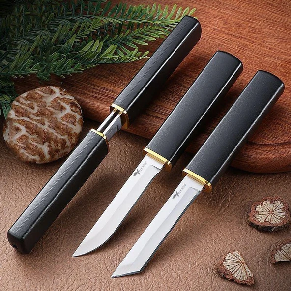 Valkyrie 2’li Japon Tanto Şef Bıçağı Seti – Paslanmaz Çelik, Kılıflı, Ultra Keskin Kamp & Mutfak Bıçak Seti Siyah ürün görseli 1