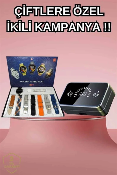 Powerbank Aynalı Bluetooth Kulaklık Ve Akıllı Saat Seti ANC Özelliği Dokunamatik ürün görseli 1