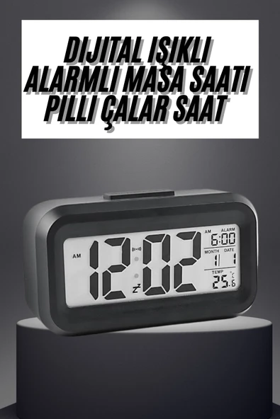 Gece Dijital Masa Saati Dijital Alarmlı Led Ekran Pilli Çalar Saat ürün görseli 1