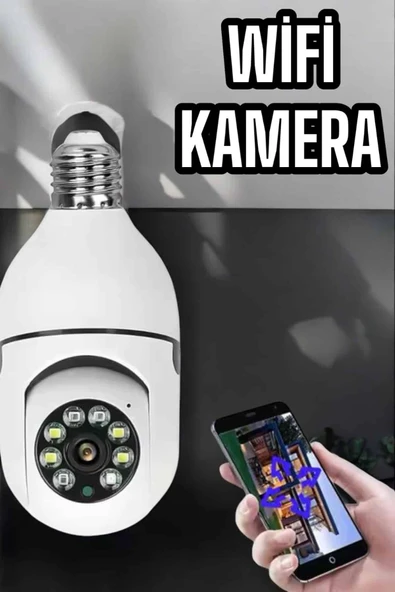 Wifi Kamera Duylu Ampul Görünümlü 360 Derece Dönebilen Ev Kamerası ürün görseli 1