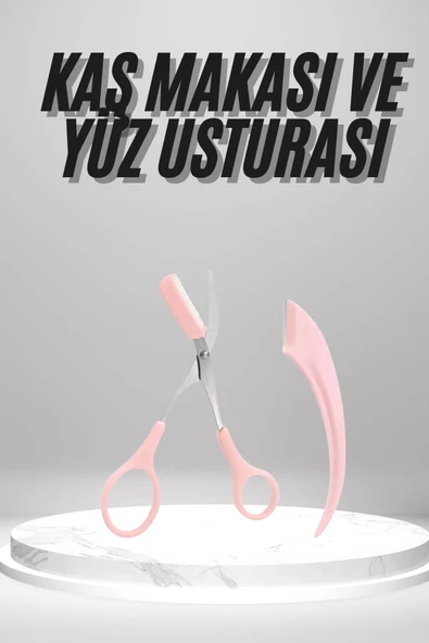 2'li Kaş Bakım Seti Taraklı Kaş Makası Ve Kaş Usturası Kaş Şekillendirici ürün görseli 1