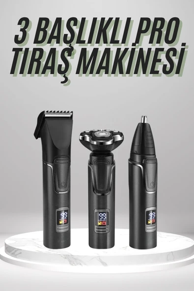 Dijital Göstergeli 3 Başlıklı Tıraş Makinesi Islak Kuru Lazer Öncesi Günlük ürün görseli 1