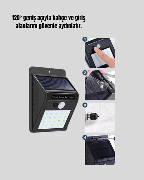 4 Modlu Solar LED Bahçe ve Garaj Lambası - Resim 3