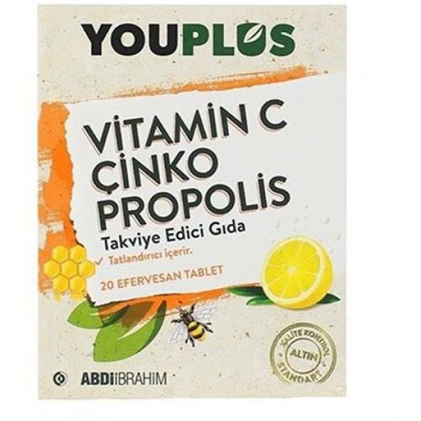 Youplus Vitamin C Çinko Propolis 20 Efervesan Tablet ürün görseli 1