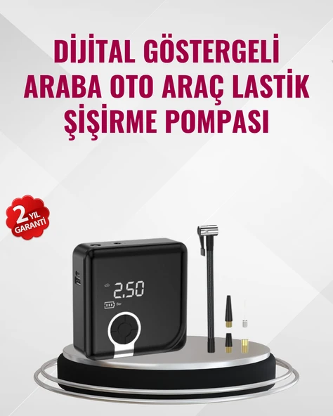 Kompakt Tasarımlı LED Işıklı Taşınabilir Hava Kompresörü ürün görseli 1