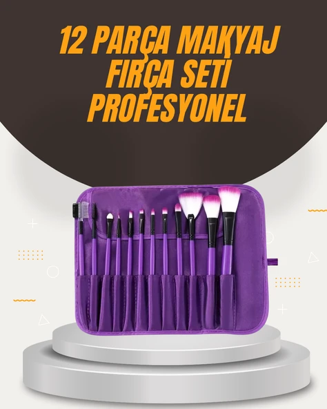 Fondöten, Allık ve Far Uygulamalarına Uygun 12 Parça Makyaj Fırça Takımı Ergonomik Saplı ürün görseli 1