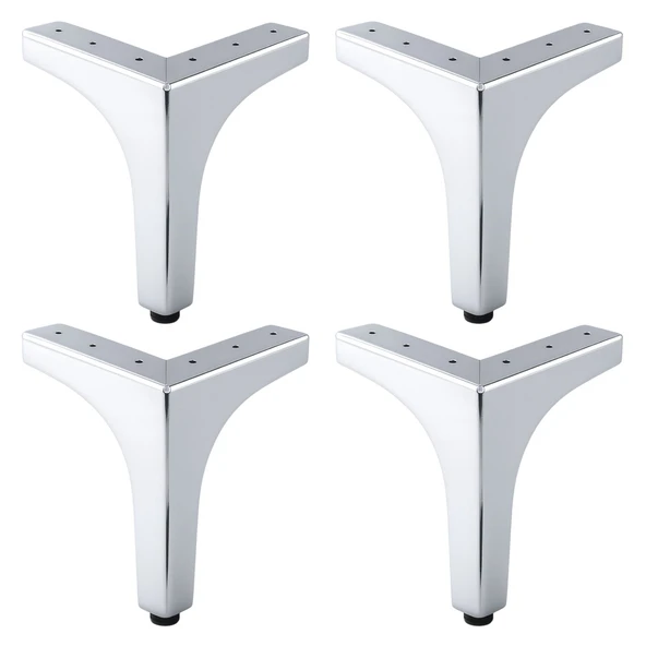 Metalon 10 cm Krom 4 ADET Gümüş Metal Mobilya Ayağı Dayanıklı Modern Üçgen Koltuk Sehpa Masa Ünite ürün görseli 1