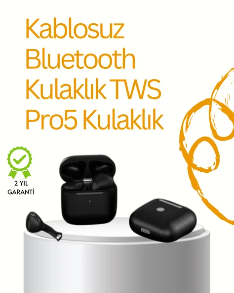 TWS Pro 5 Bluetooth Kulaklık – Gelişmiş Ses Teknolojisi ve Uzun Batarya Ömrü ürün görseli 1