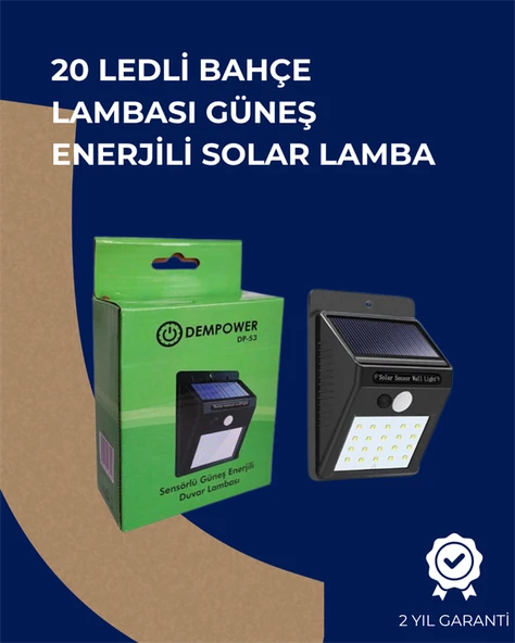 Solar Enerjili 20 LED Duvar Lambası | Hareket Sensörlü, Su Geçirmez, Kablo Gerektirmez ürün görseli 1