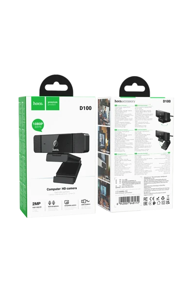 Hoco. D100 1080P 2MP Mikrofonlu USB Web Kamera - Siyah - Resim 12