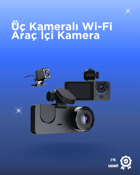 Gelişmiş G-Sensörlü Üçlü Araç Kamerası – 5” LCD Ekran ve Hareket Algılama ürün görseli 1