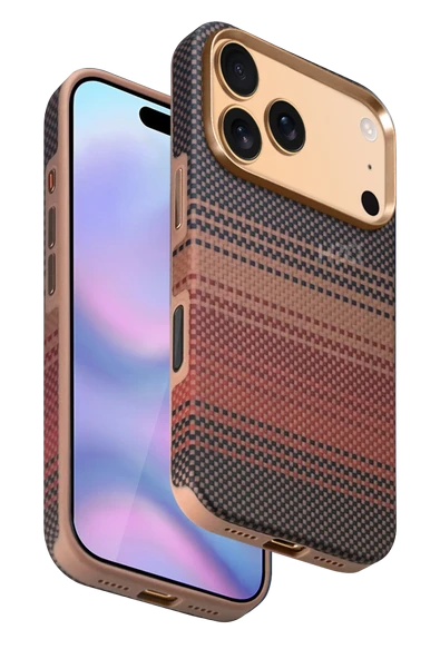 Fuchsia iPhone 17 Pro Max ile Uyumlu HBC-377 Kevlar Slim Kablosuz Şarj Özellikli Kapak - Gün Batımı ürün görseli 1
