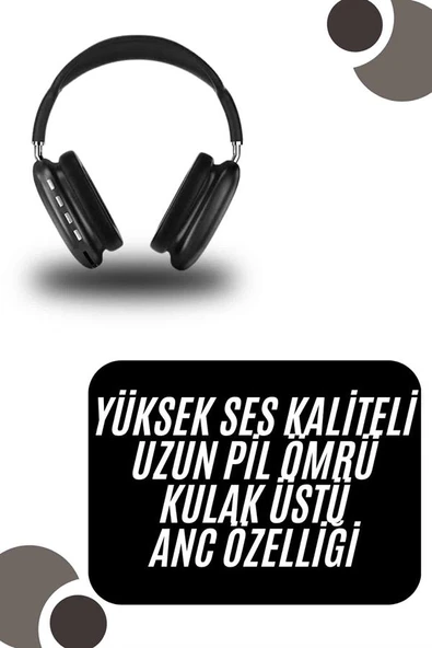 Kulak Üstü Kablosuz Bluetooth Kulaklık Yumuşak Süngerli SD Kart Girişli ürün görseli 1
