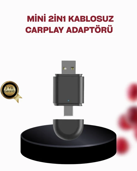 Kablosuz CarPlay Adaptörü – Bluetooth 5.4 ve Wi-Fi 6 Teknolojili Tak & Çalıştır Dönüştürücü ürün görseli 1