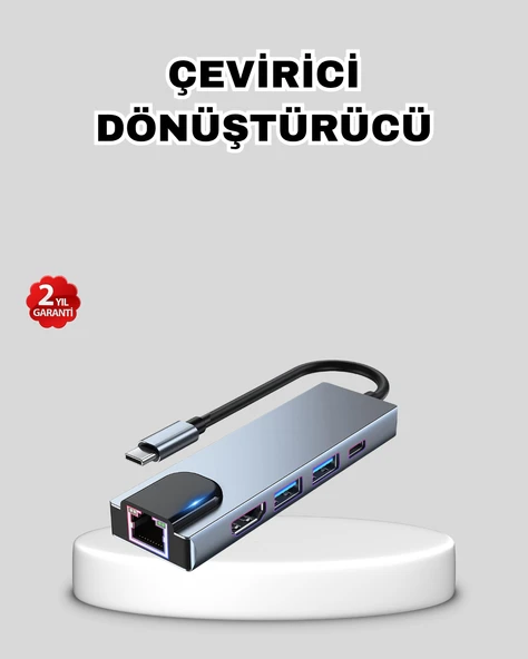 Type-C Çoklu Dönüştürücü – Alüminyum Gövde, Hızlı Veri Aktarımı ve Şarj Desteği ürün görseli 1