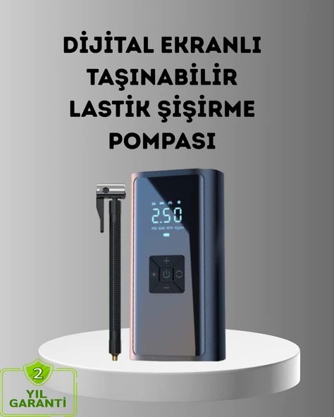 Dijital Ekranlı Kablosuz Hava Pompası LED Işıklı 12V 80W ürün görseli 1