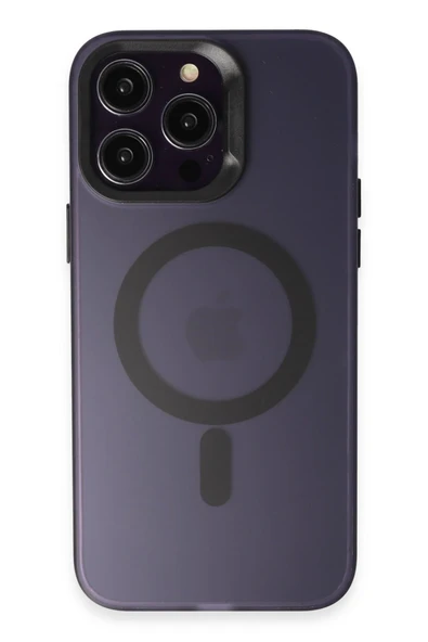 Fuchsia iPhone 14 Pro Max ile Uyumlu Kılıf Mateks Kablosuz Şarj Özellikli Kapak - Derin Mor ürün görseli 1