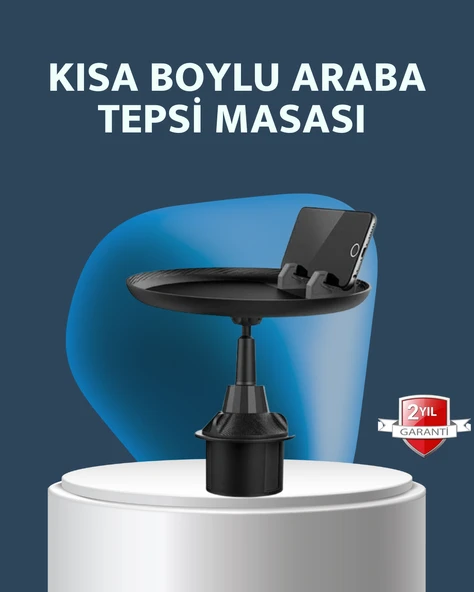 Araç İçi 360° Ayarlanabilir Bardaklık Tepsisi Geniş Yüzeyli ve Telefon Standlı ürün görseli 1