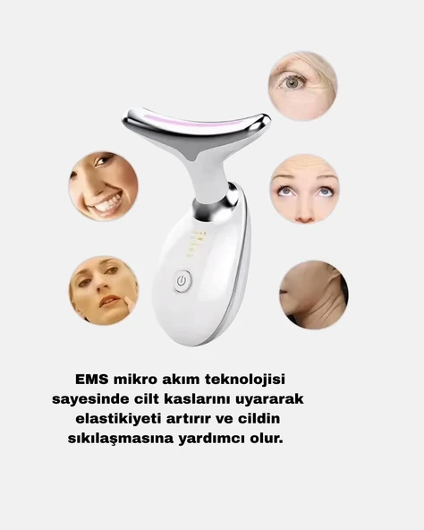 Kablosuz Şarjlı Yüz Sıkılaştırıcı Cihaz EMS Mikro Akım Anti-Aging Masaj Aleti ürün görseli 1