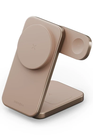 MagTrio Plus 3in1 Katlanabilir 15W Telefon Saat Airpods Masaüstü Hızlı Şarj Standı - Gold ürün görseli 1