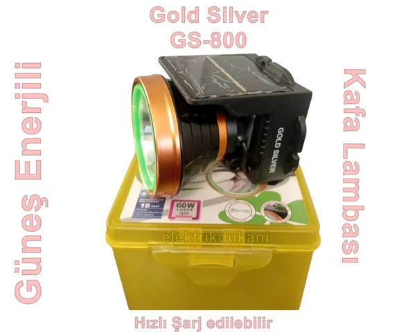 GOLD SILVER Solar Panelli Güneş Enerjili 60 Watt TYP-C Şarjlı Kafa Lambası IP20 ürün görseli 1
