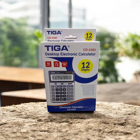 Tiga CD-2383 12 Haneli Masaüstü Hesap Makinesi Metal Yüzey Büyük Ekran Ofis Tipi Profesyonel Hesap Makinesi ürün görseli 1