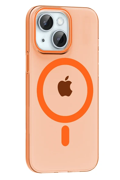 Fuchsia iPhone 14 ile Uyumlu PC Blank Kablosuz Şarj Özellikli Kapak - Turuncu ürün görseli 1