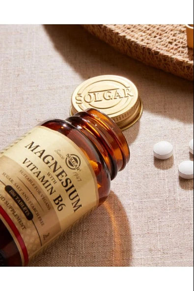 Solgar Magnesium with Vitamin B6 100 Tablet - Resim 3